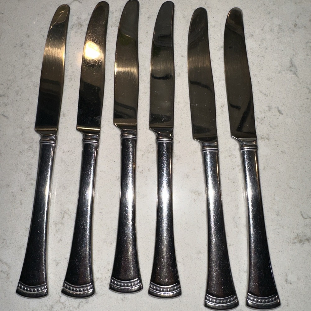 Lenox Portola Butter Knives Set of 6 Glossy 18/10 Stainless Flatware Preowned
